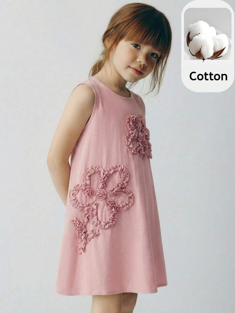 Maija Kids 1pc Young Girls' Casual Elegant Embroidered Loose Fit Sleeveless Dress, Suitable For Daily Wear, Back To School, Outings, Gatherings, Festivals, Parties, Spring & Summer Dusty Pink Dress Kid Jacquard Girls Dress Dress Kids Girl Young Girls Sleeveless Solid Color Elegant Dress 3d Flower Dress Girl Wedding Guest Easter Holiday Pink Vacation Embroidered Dress Young Girls Dresses Kids Clothes Dresses For Kids Girl | SHEIN