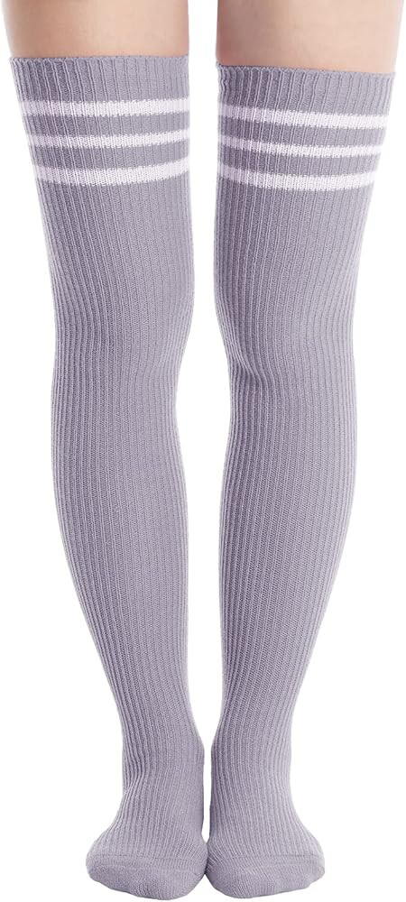 Abodhu Womens Thigh High Socks, Over Knee Socks for Women, Striped Knit Long Tall Stockings, Cosp... | Amazon (US)