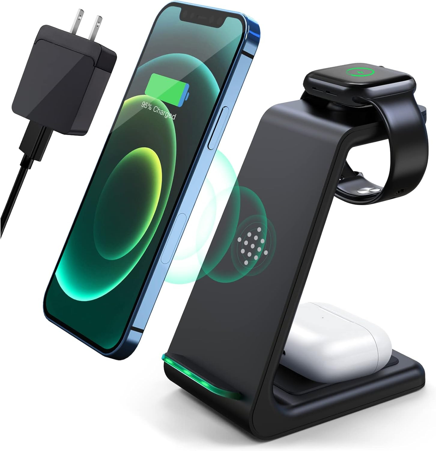 Wireless Charging Station,3 in 1 Fast Charging Station,Wireless Charger Stand for iPhone 15/14/13... | Amazon (US)