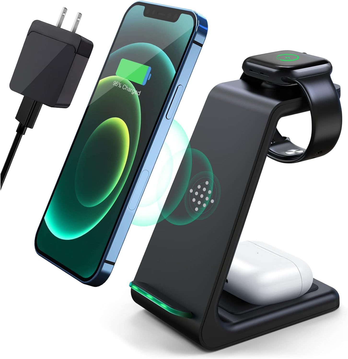 Wireless Charging Station,3 in 1 Fast Charging Station,Wireless Charger Stand for iPhone 15/14/13... | Amazon (US)