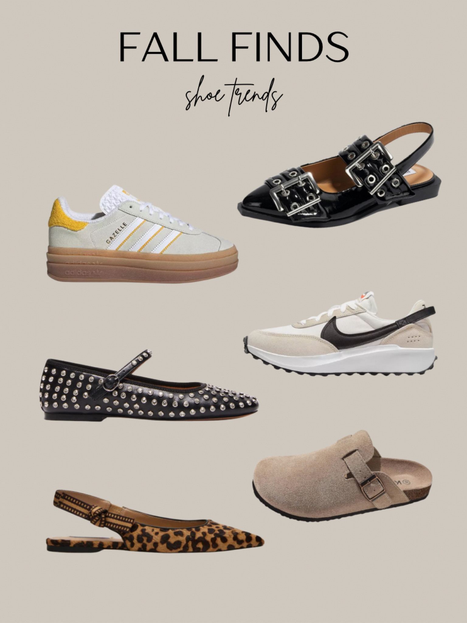 Top trending shoes for fall 2024


Fall clogs 
Birkenstock dupe
Birkenstock look alike 
Leopard print shoes 
Leopard print flats 
Leopard print sling backs 
Rhinestone studded black Mary Janes 
Nike waffle sneakers 
Adidas platform sneakers 
Black large buckle sling back flats
Fall trends 2024 
Fall must haves 2024 


#LTKStyleTip #LTKShoeCrush #LTKSeasonal