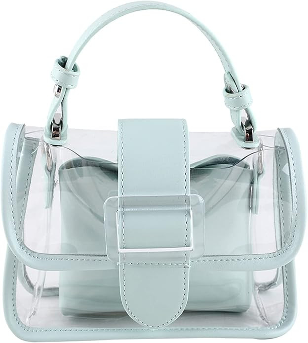 Women Small Clear Handbag, 2 in 1 Shoulder Crossbody Bag Purse with Chain Strap | Amazon (US)