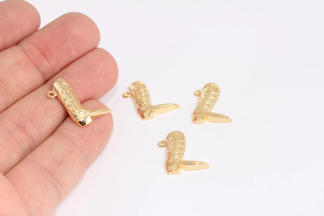 5,8x19mm 24k Shiny Gold Boot Charms, Cowboy Boots Charms, MBGSLM741 - Etsy | Etsy (US)