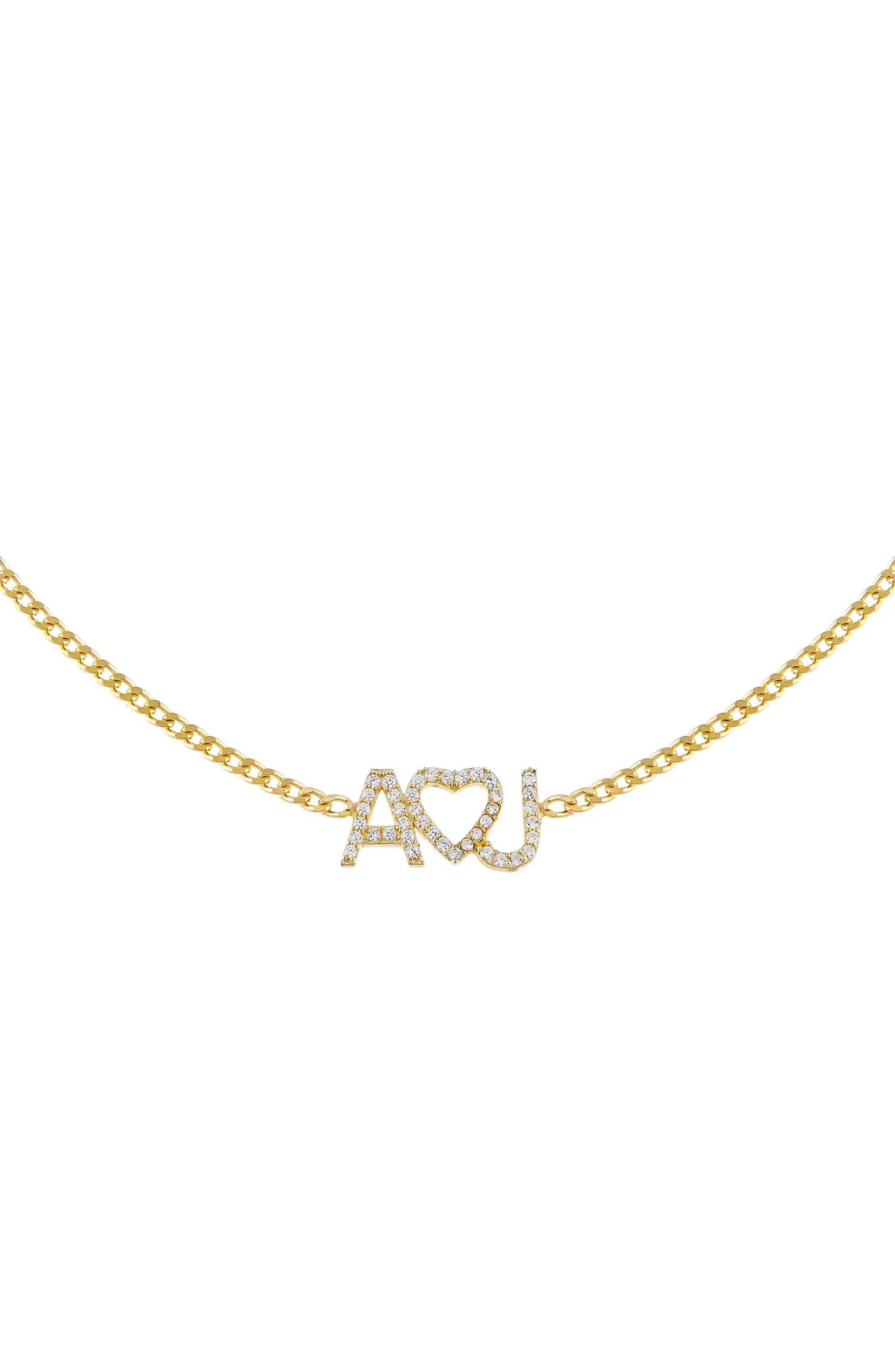 Women's Adina's Jewels Pave Heart Personalized Nameplate Choker Necklace | Nordstrom
