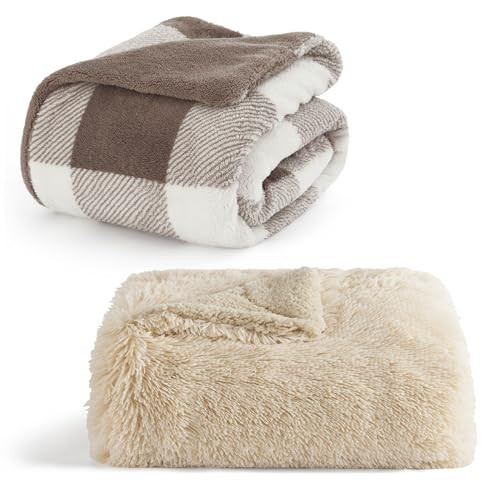 Bedsure Bundle of Faux Fur Blanket & Sherpa Blanket | Amazon (US)