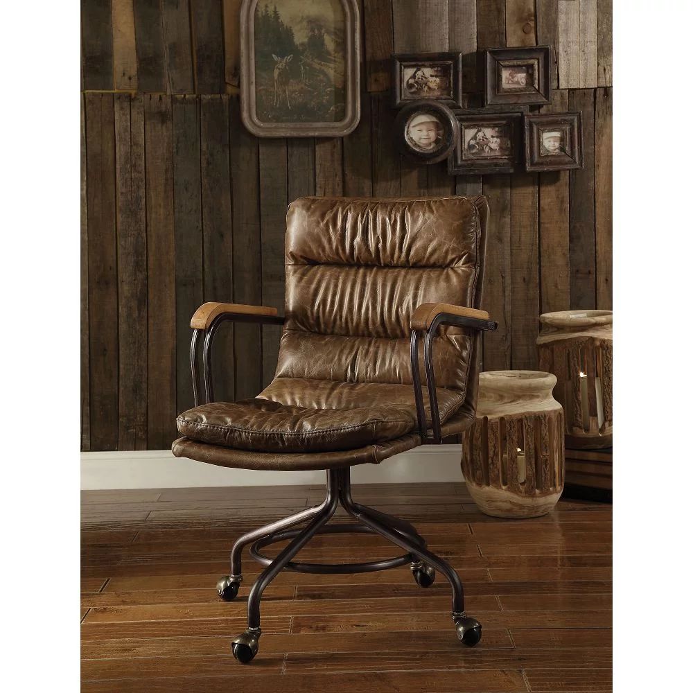 Leather Executive Swivel Office Chair with Lumbar and Back Support and Wheels, Industrial Modern ... | Walmart (US)