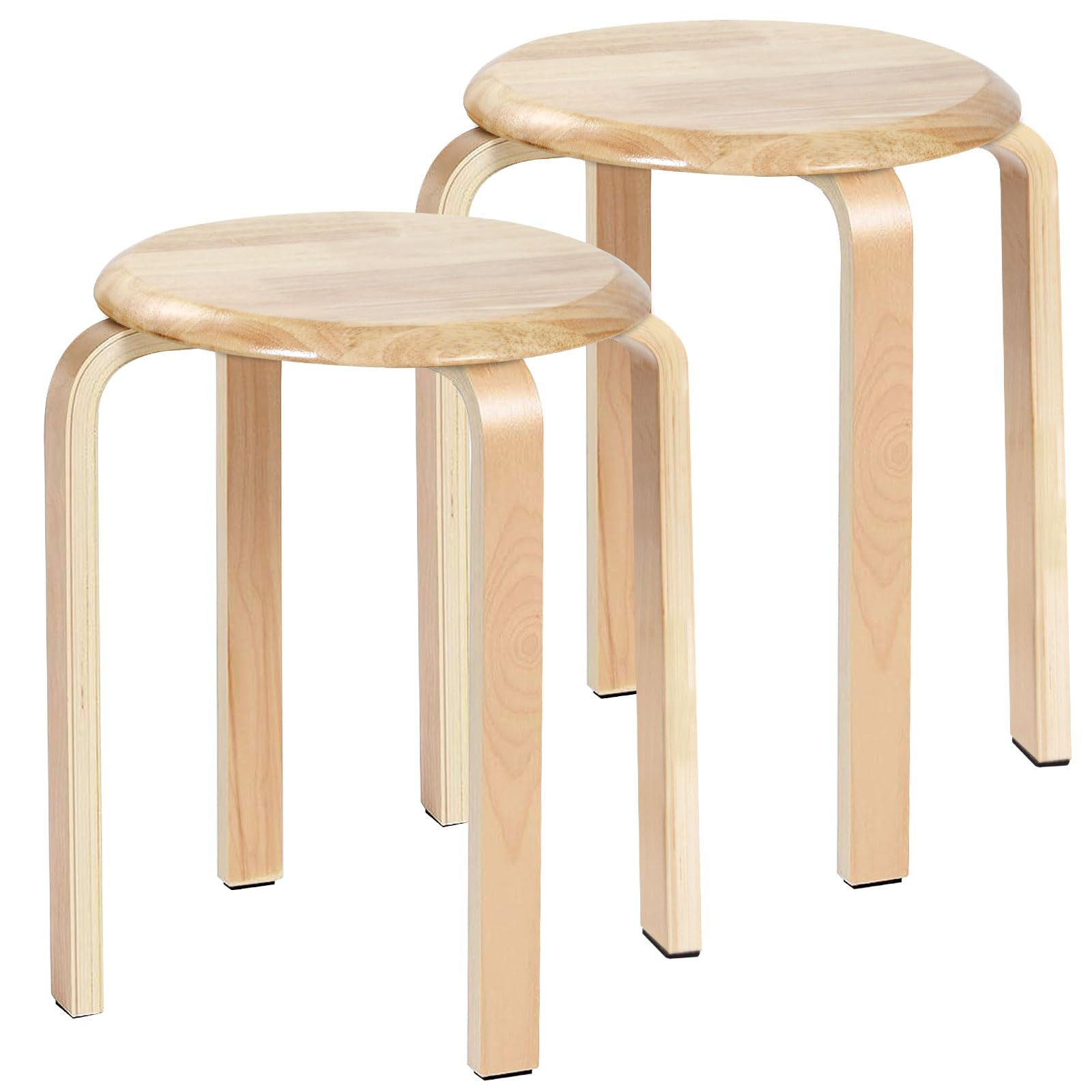 Yawinhe Wooden Stackable Stool, Portable Barstools with Round Top, Anti Slip Felt Pad, for Dinnin... | Amazon (US)