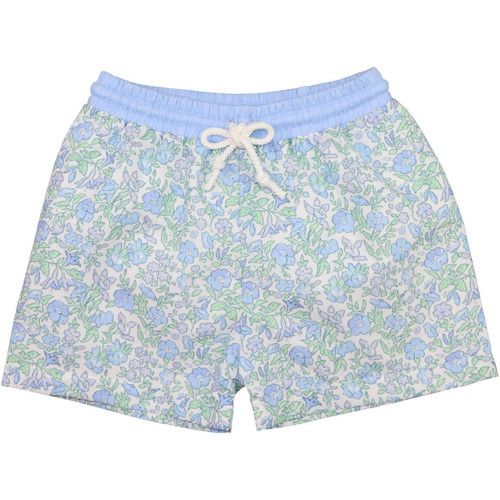 Blue And Green Floral Swim Trunks | Cecil and Lou