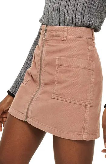 Women's Topshop Zip Through Corduroy Skirt, Size 6 US (fits like 2-4) - Pink | Nordstrom