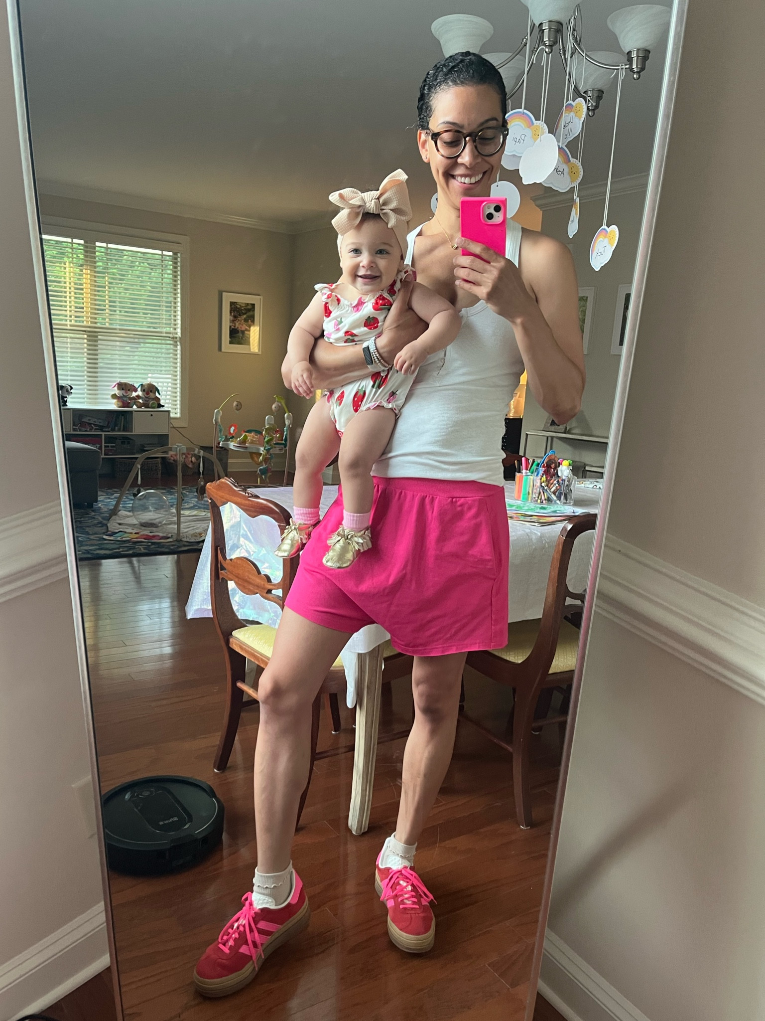 PINK! I swear on solo mom mornings it’s just easier to match 😍 her onesie is $6!