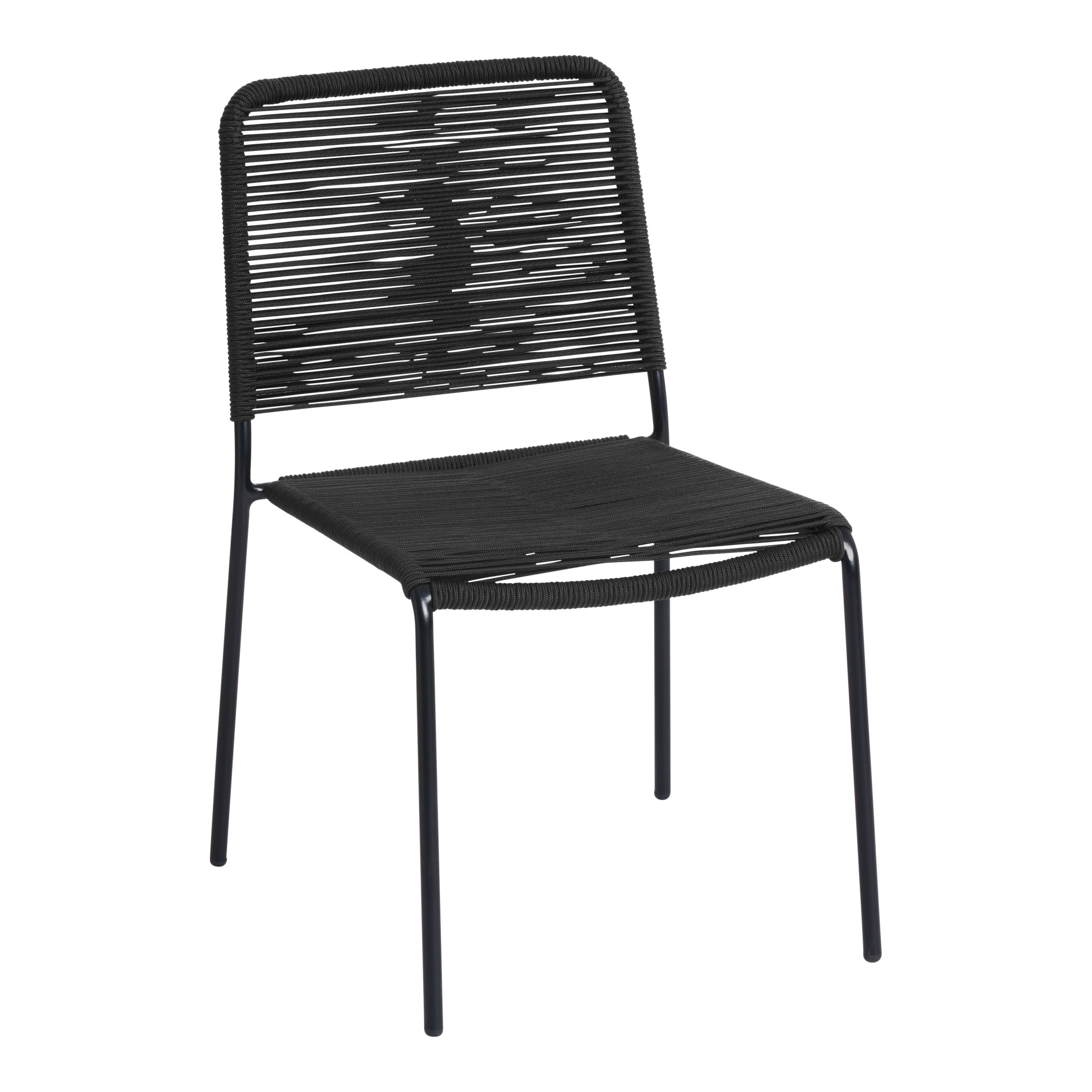 Lanah Nautical Rope and Metal Outdoor Stacking Chair Set of 2 | World Market