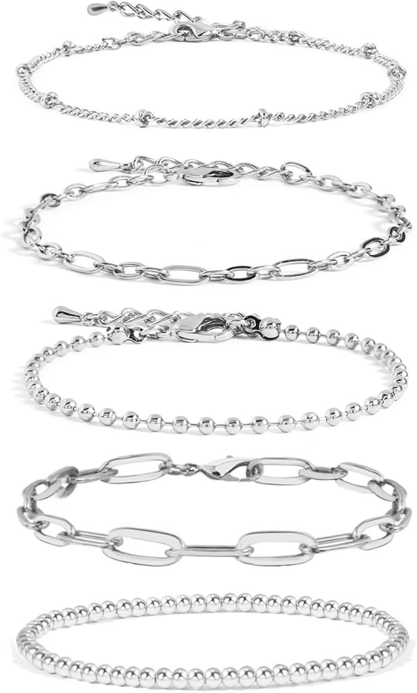 Waterproof Gold Chain Bracelet For Women Non Tarnish,14K Gold Plated Stainless Steel Link Dainty ... | Amazon (US)