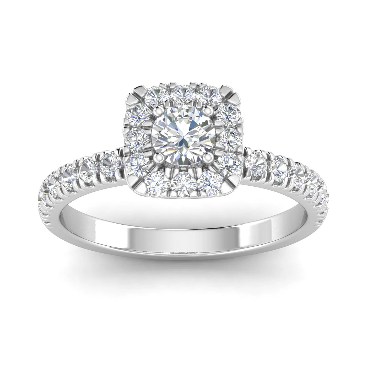 IGI Certified G/I2 1 Carat TW Diamond Halo  Set Engagement Ring in 10k White Gold | Walmart (US)