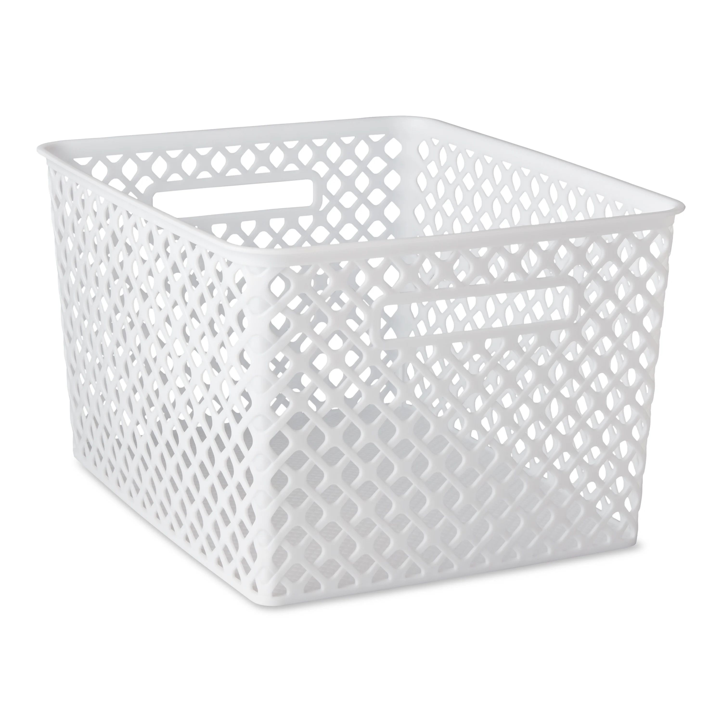 Mainstays Large White Decorative Storage Basket | Walmart (US)