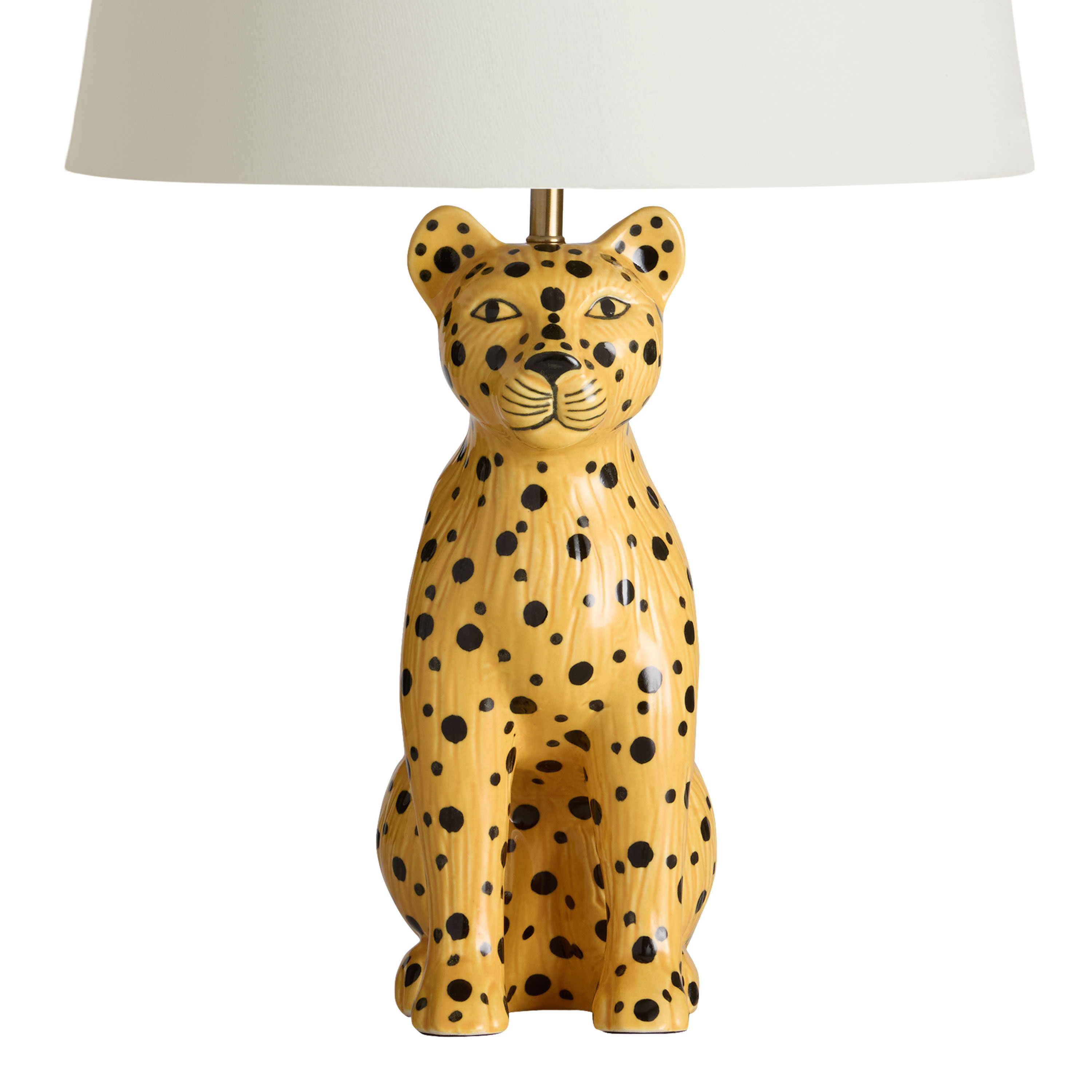 Yellow and Black Ceramic Jungle Cat Shaped Table Lamp Base | World Market