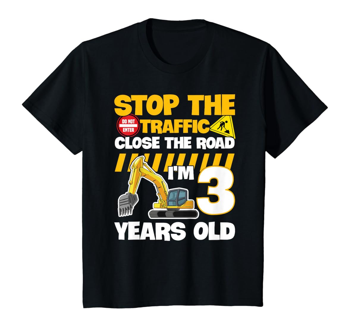 Kids Construction Design for a 3 year old birthday boy or girl T-Shirt | Amazon (US)