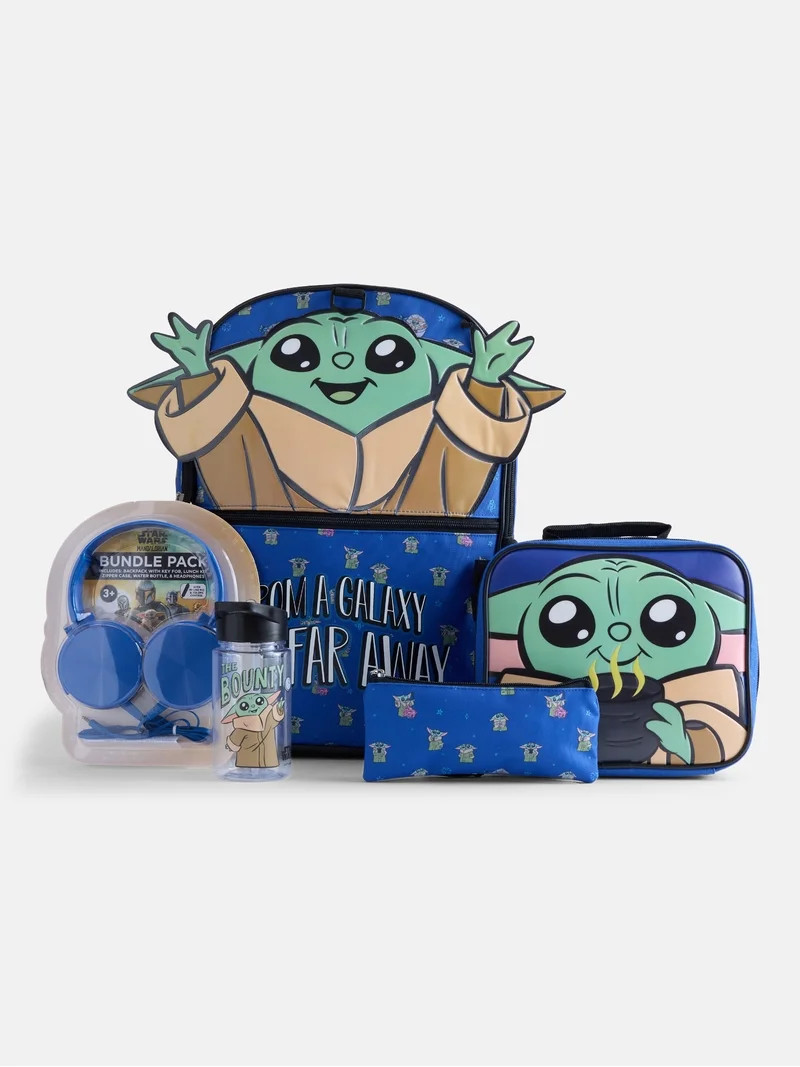 Star Wars Mandalorian 17" Boys Backpack Set with Lunch Box, Headphones, Water Bottle, Pencil Pouc... | Walmart (US)