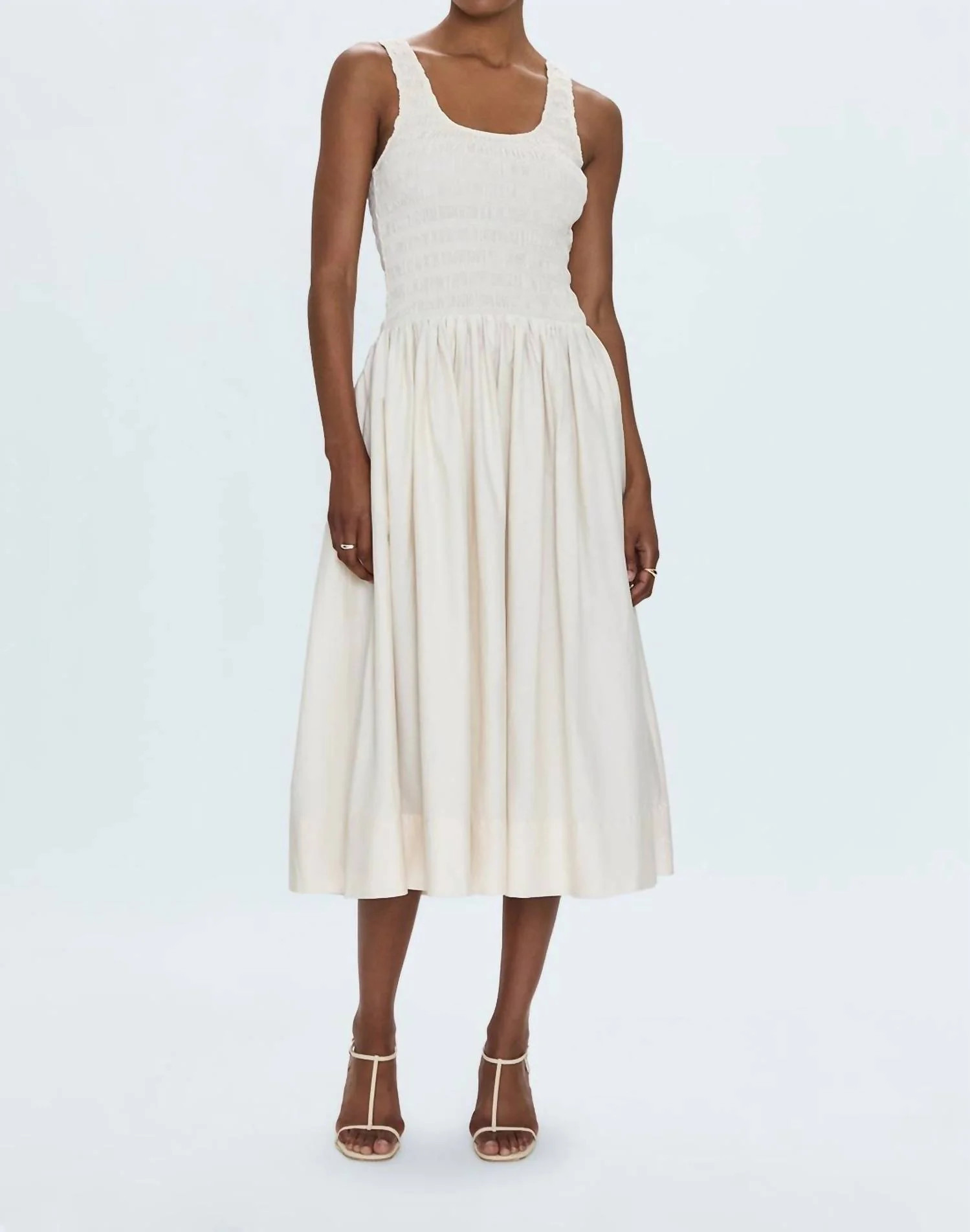 Smocked Drop Waist Dress In Shell | Shop Simon