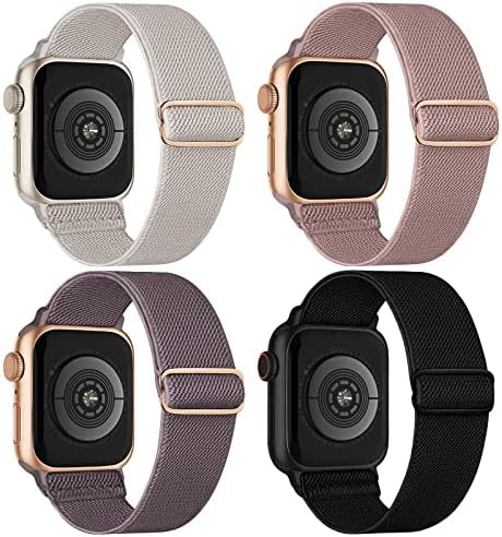 Stretchy Nylon Solo Loop Bands Compatible with Apple Watch 38mm 40mm 41mm, Adjustable Braided Spo... | Amazon (US)