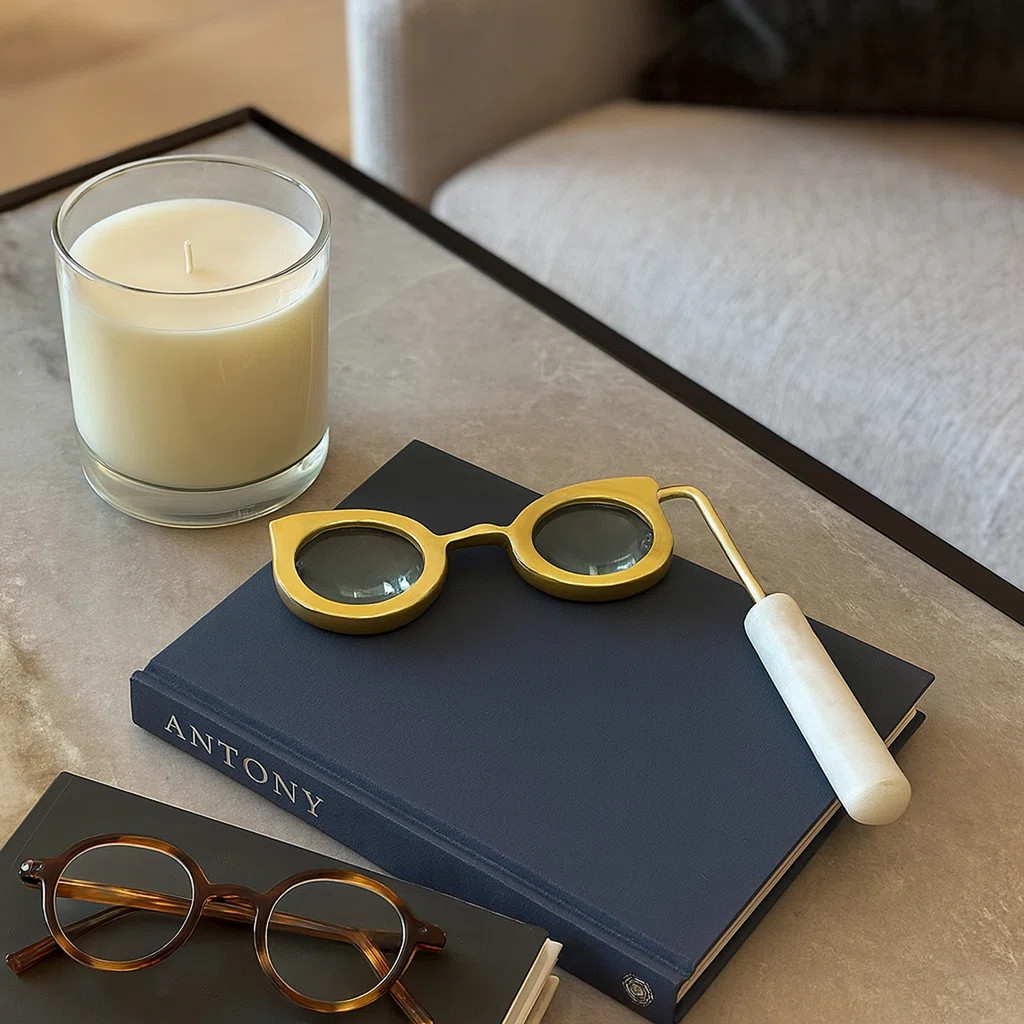 Decorative Eyeglass Sculpture with Marble Handle – Sculptural Magnifier Design Home Decor Accen... | Wayfair North America