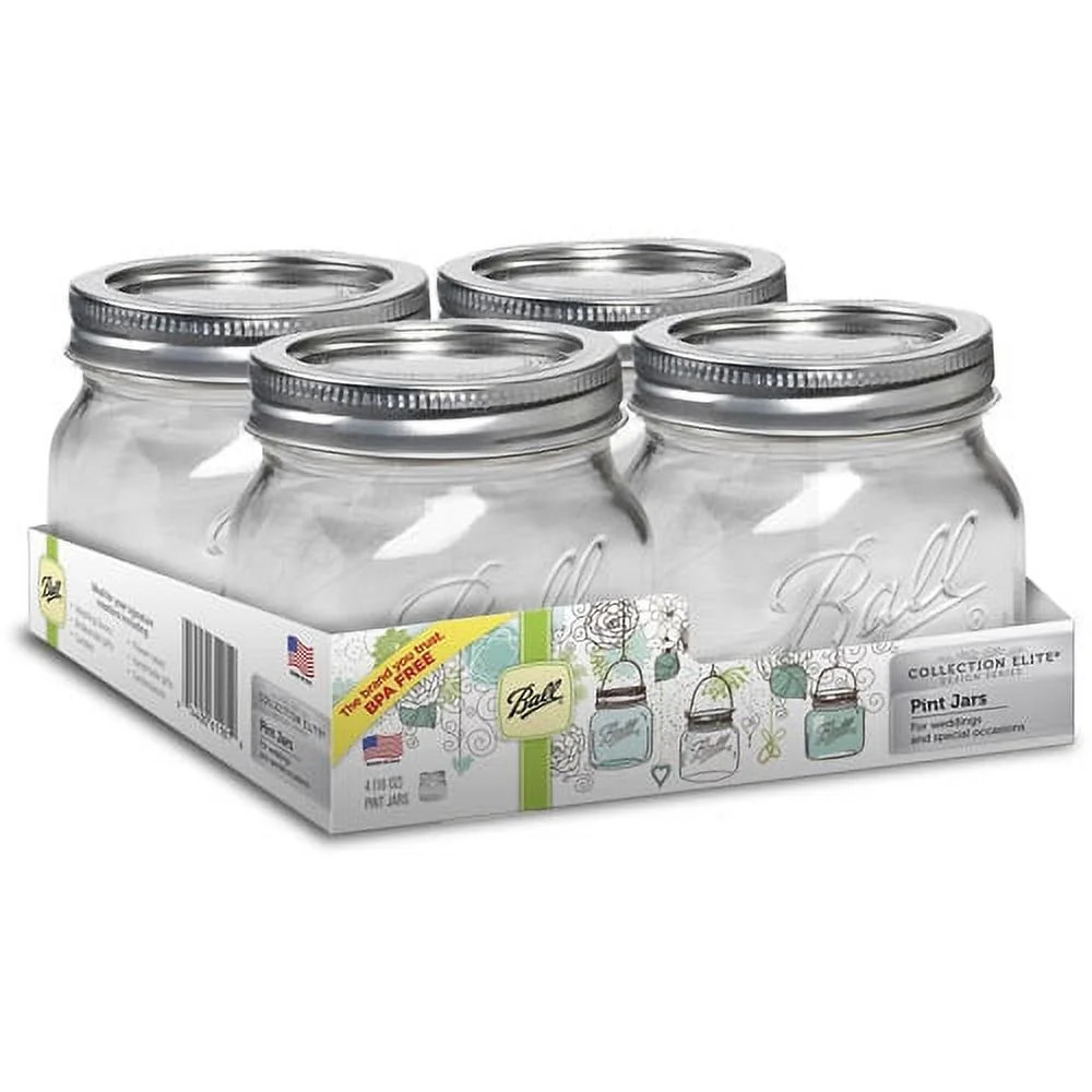Ball Collection Elite 16 Oz. Mason Jars, 4 Piece | Walmart (US)