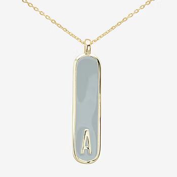 Sparkle Allure Initial 14K Gold Over Brass 16 Inch Link Bar Oval Pendant Necklace | JCPenney