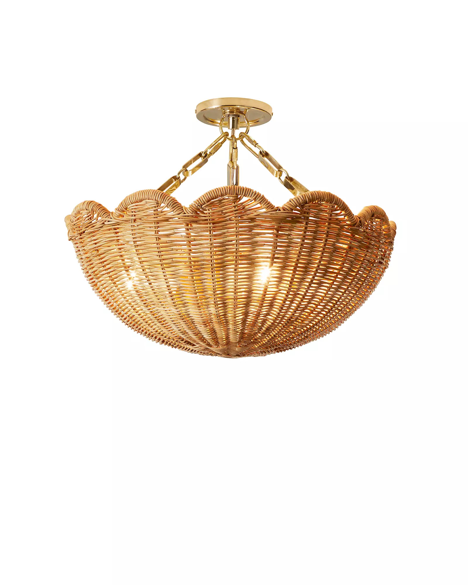 Scallop Rattan Semi Flushmount | Serena and Lily