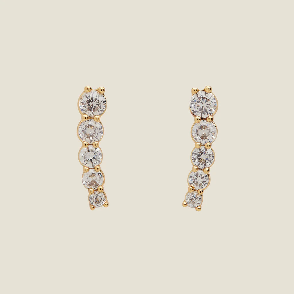 Crystal Pavé Ear Climbers | Nickel and Suede