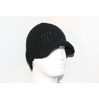 Black Winter Hat With Brim Or Visor All Handmade 100 Percent Wool | Etsy (US)