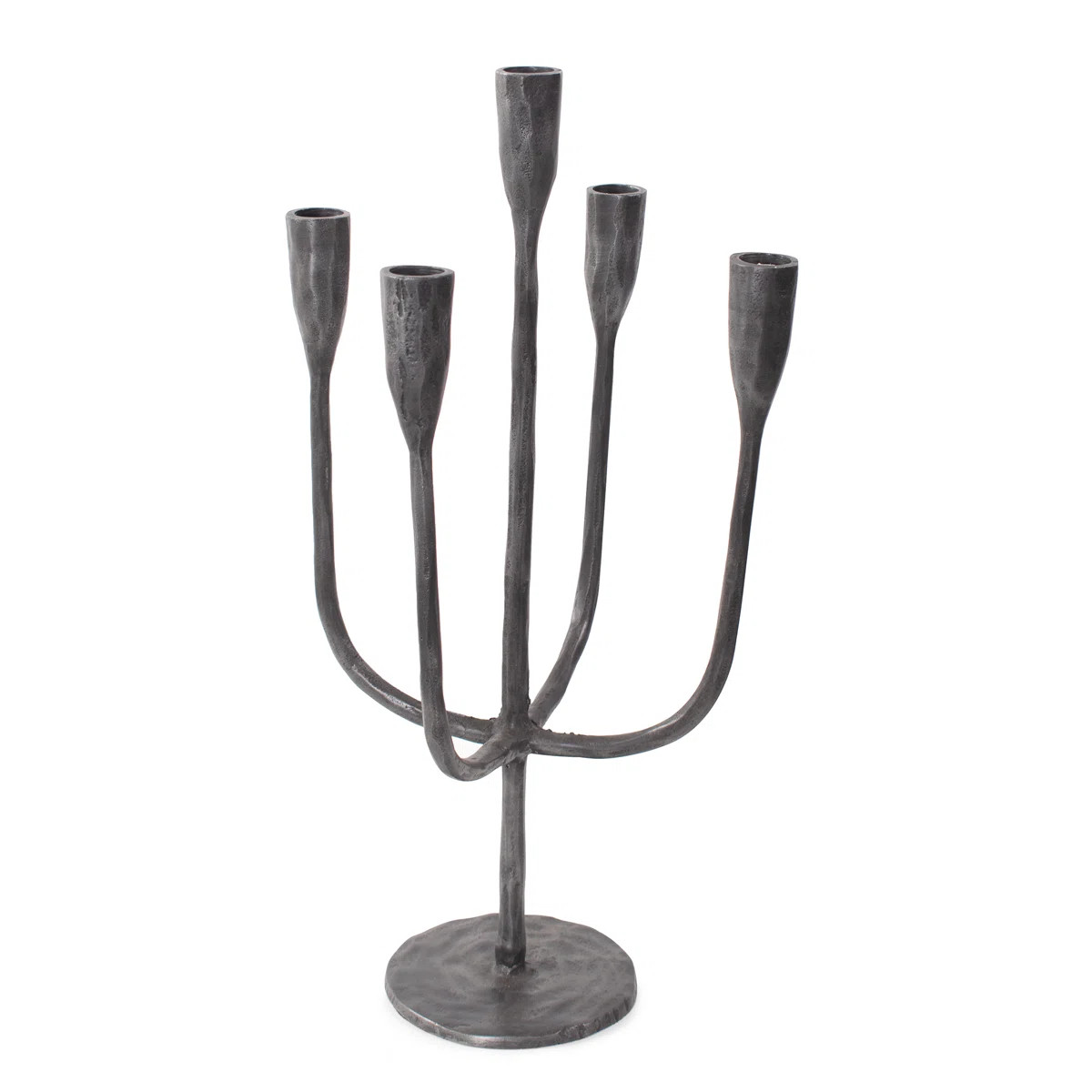 Asher Sculpted Cast Aluminum Five Arm Candle Holder- Ebony | Wayfair North America
