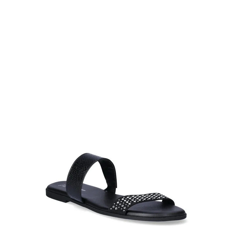 Time and Tru Women's Double Band Slide Flat Sandals | Walmart (US)