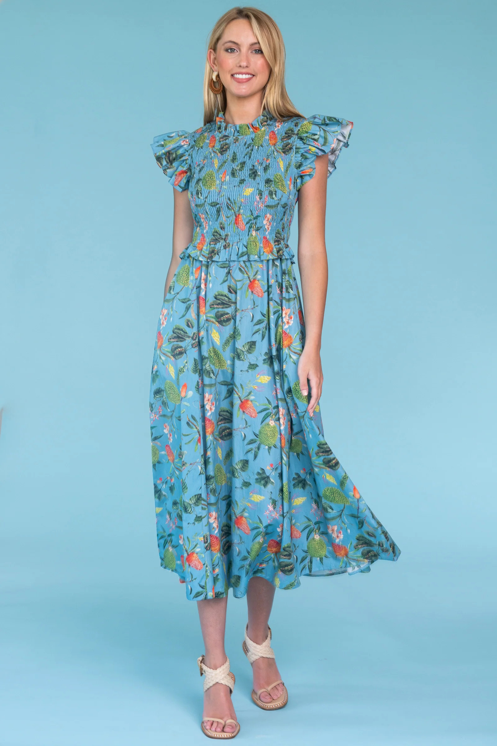 Lila Dress in Tropicalia Sea Mist | Olivia James The Label