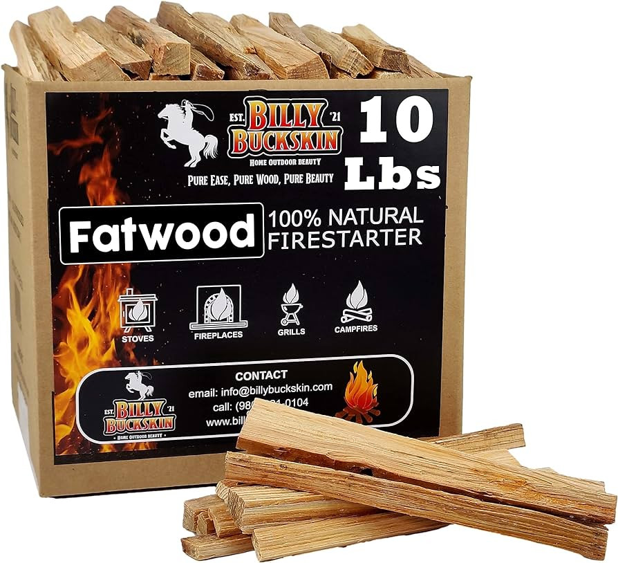 Billy Buckskin 10 lbs. Fatwood Fire Starter Sticks Camping Essentials | Great Fire Logs and Fire ... | Amazon (US)