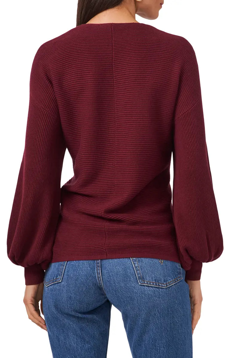 1.STATE Ribbed Balloon Sleeve Cotton Blend Sweater | Nordstrom | Nordstrom