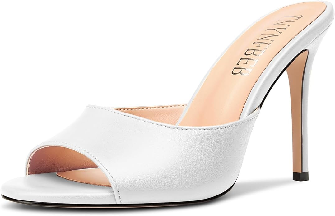 TNYNFBEB Women Stiletto High Heel Peep Open Toe Sandals Slingback Slip-on Wedding Office Cute Bas... | Amazon (US)