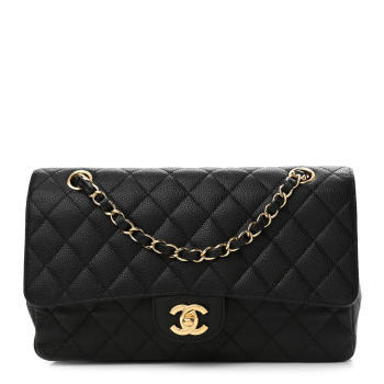 Caviar Quilted Medium Double Flap Black | FASHIONPHILE (US)