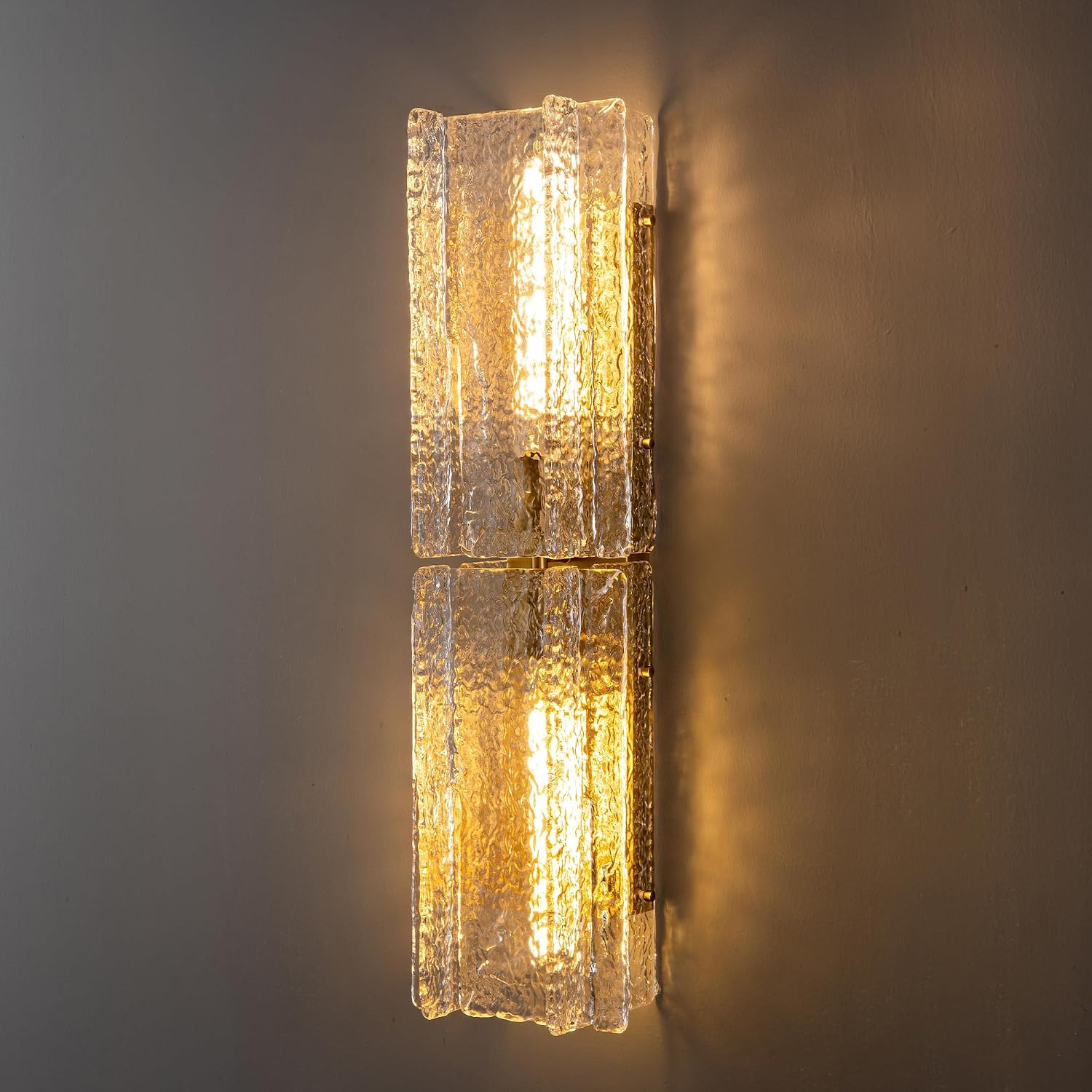 Modern Brass Wall Sconce 30", Gold Large Clear Glass, Hardwired | Amazon (US)