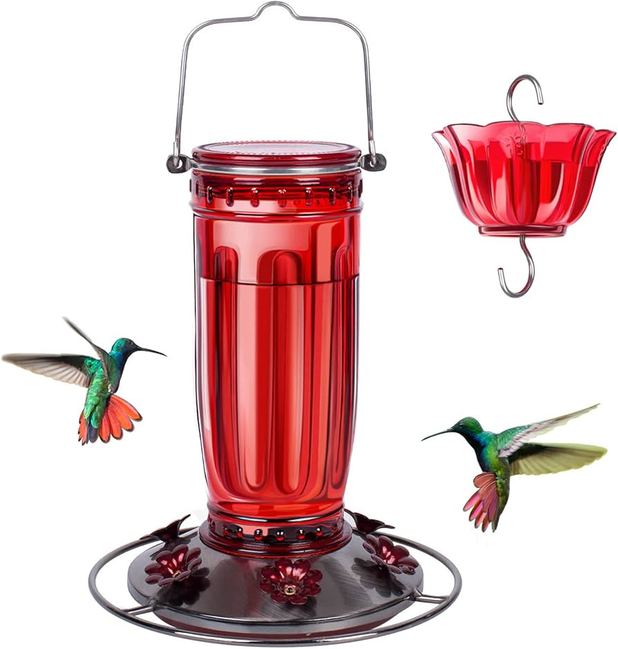 Kingsyard Glass Hummingbird Feeder for Outdoors Wild Bird Feeder with 6 Feeding Ports Hanging for... | Amazon (US)