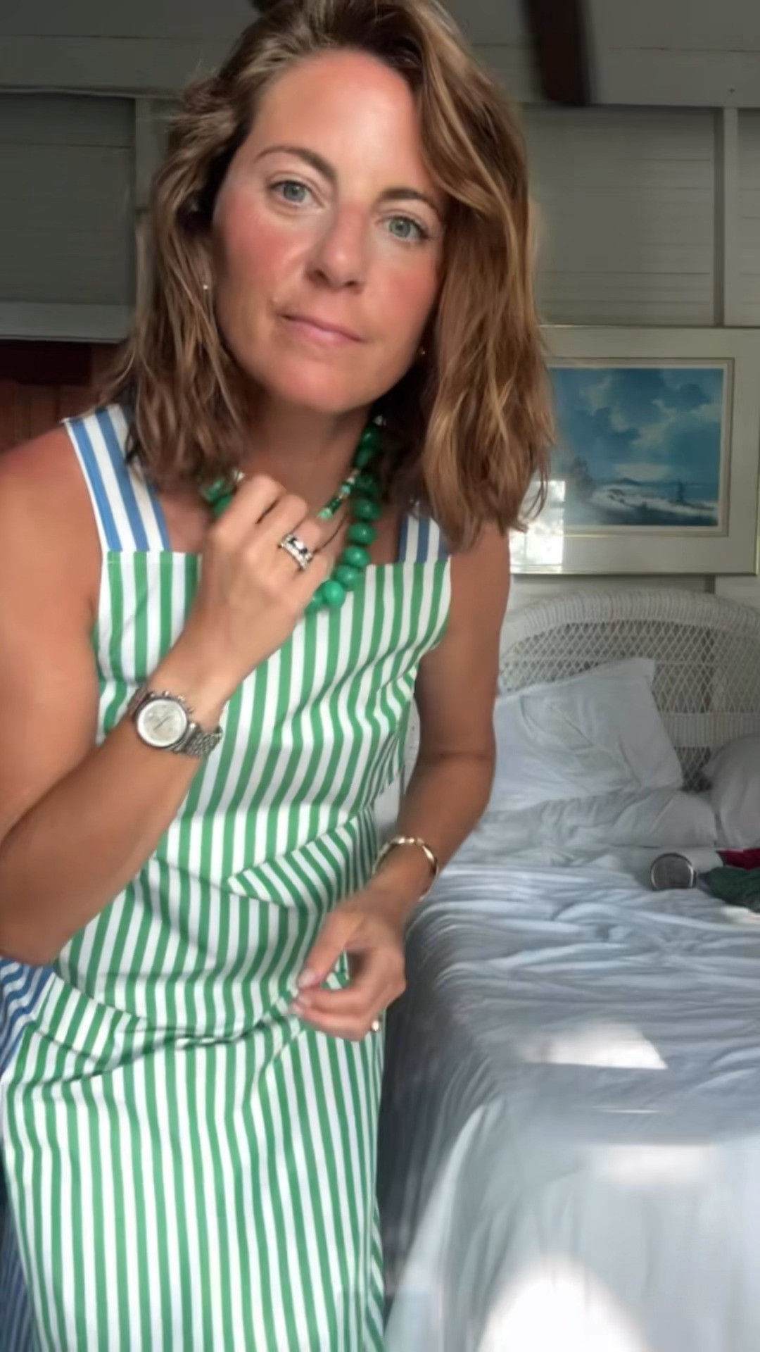 Easy, breezy, and made for sunny days, this striped maxi dress is the kind of piece that does all the work for you. The mixed green and blue stripes add a fun, modern twist, while comfortable flat sandals keep the look effortless for vacation, brunch, sightseeing, beach towns, and everyday summer style. It is the perfect warm weather outfit to wear on repeat all season long.💖💕😍

#StripedMaxiDress #SummerDress #VacationOutfit #FlatSandals #ResortWear #CoastalStyle #CasualSummerStyle #VacationFashion
#EverydayStyle 

 #LTKootd