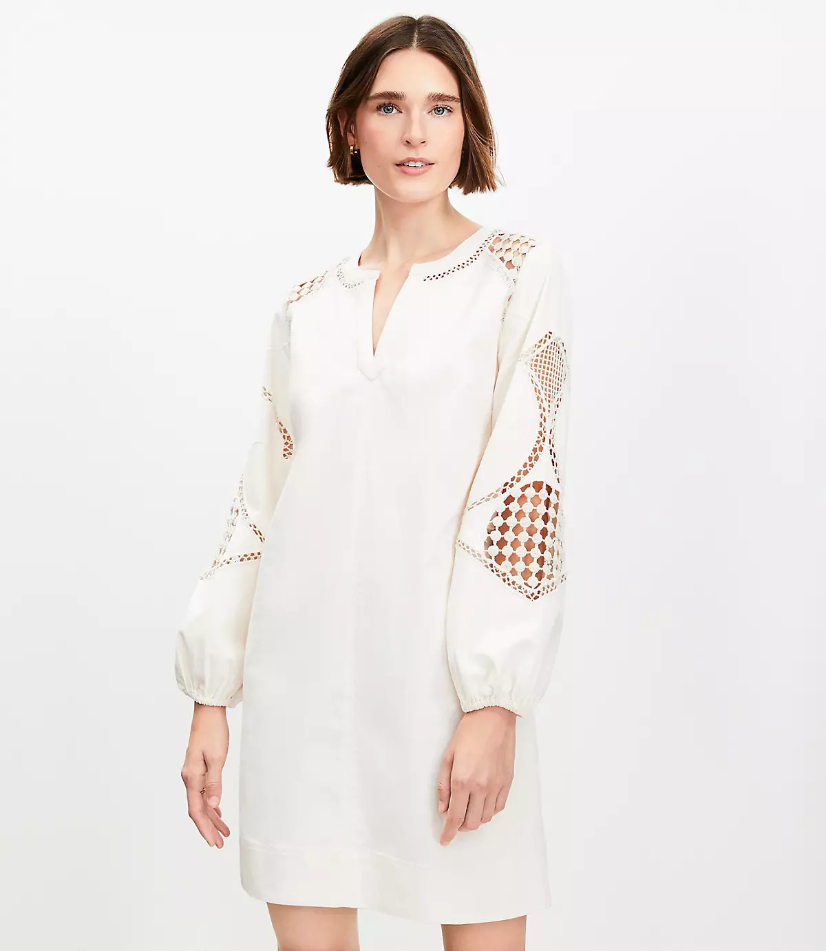 Cutout Split Neck Mini Dress | LOFT