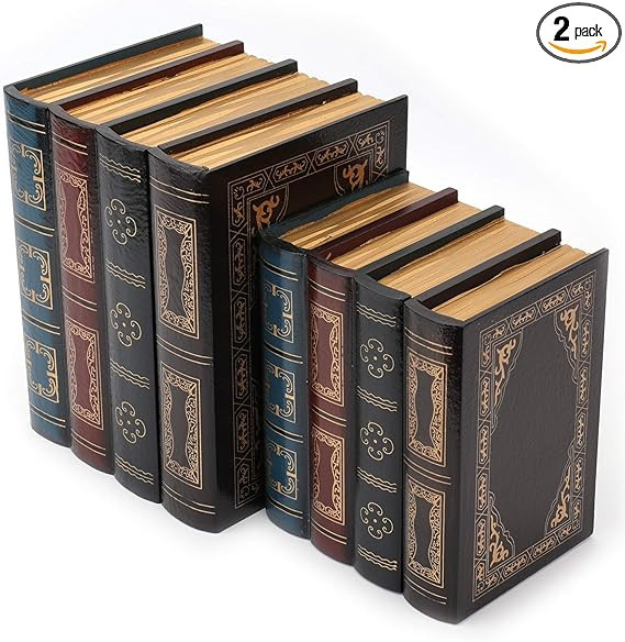 Tosnail 2 Pack Decorative Book Boxes Wooden Antique Book Decorations Vintage Storage Box | Amazon (US)