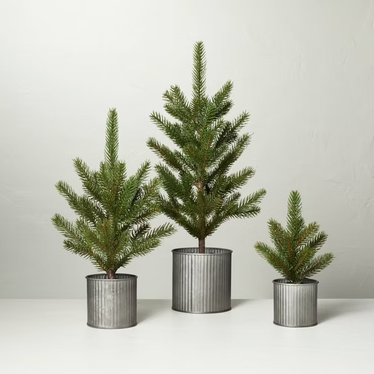 Faux Pine Tree in Galvanized Metal Pot - Hearth & Hand™ with Magnolia | Target