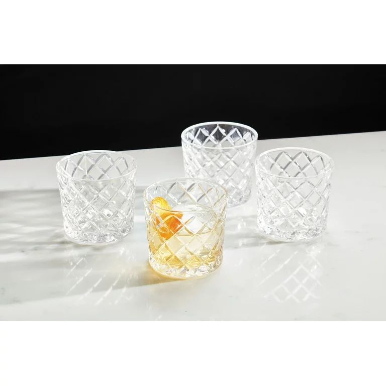Better Homes & Gardens Clear Diamond-Cut Glass Old Fashioned Whiskey Glass Tumbler, 4 Pack - Walm... | Walmart (US)