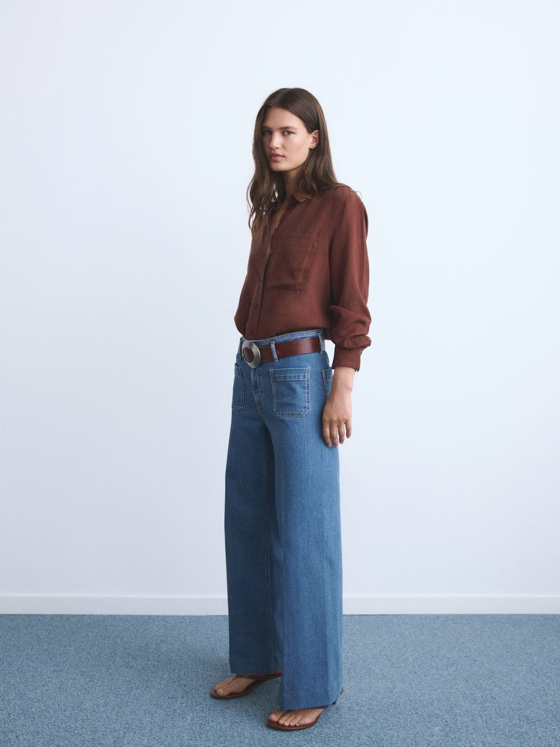 Buy Mango Blue Wide Leg Jeans With Pockets from Next Ireland | Next EU