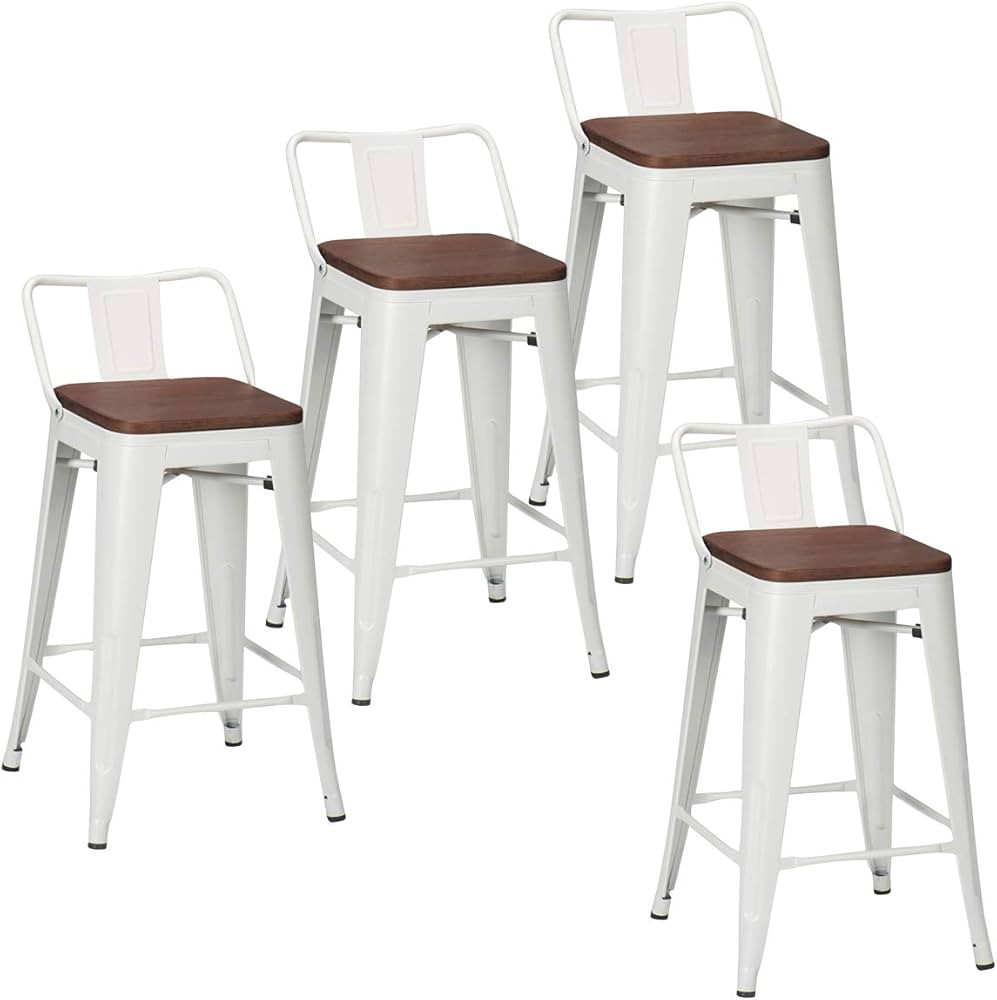 Changjie Furniture 26 Inch Bar Stools Set of 4 Industrial Metal Barstools Counter Height Bar Stoo... | Amazon (US)