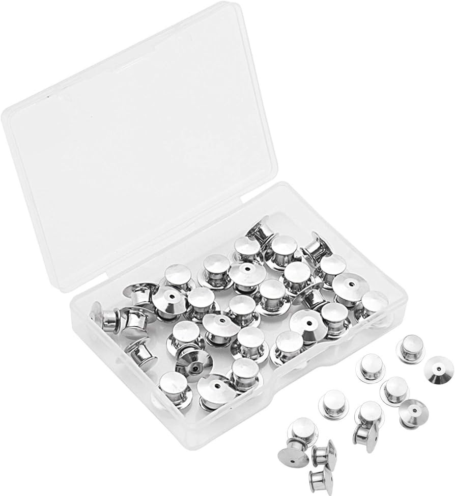 SUBANG 30 Pieces Metal Pin Backs Locking Pin Keepers Locking Clasp with Storage Case | Amazon (US)
