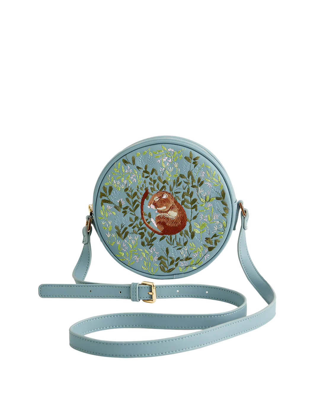 Chloe Circle Bag Embroidered Dormouse Blue | Fable England