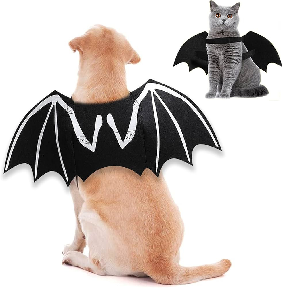 ITESSY Dog Halloween Costumes, Cool Luminous Skeleton Bone Bat Wings Cosplay Cat Pets Costumes Dr... | Amazon (US)