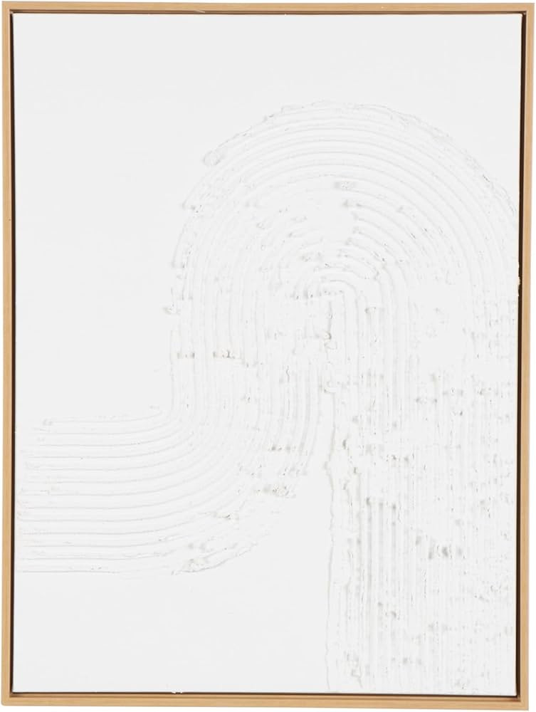 Deco 79 Canvas Abstract Framed Wall Art with Brown Frame, 24" x 1" x 32", White | Amazon (US)