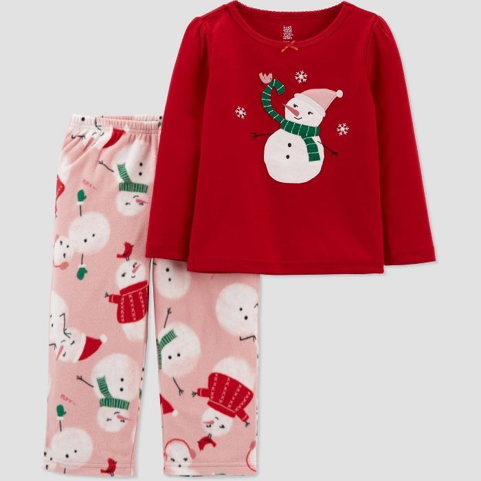 Toddler Girls' 2pc Snowman Fleece Pajama Set - Just One You® made by carter's Red | Target